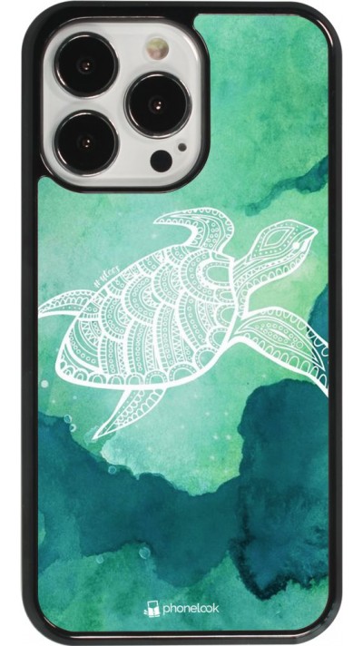 Hülle iPhone 13 Pro - Turtle Aztec Watercolor