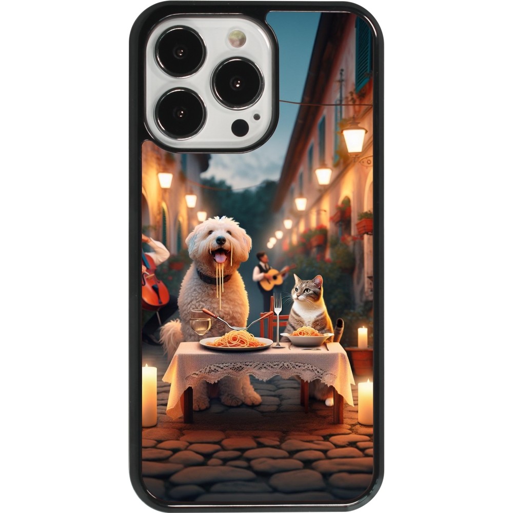 iPhone 13 Pro Case Hülle - Valentin 2024 Hund & Katze Kerzenlicht