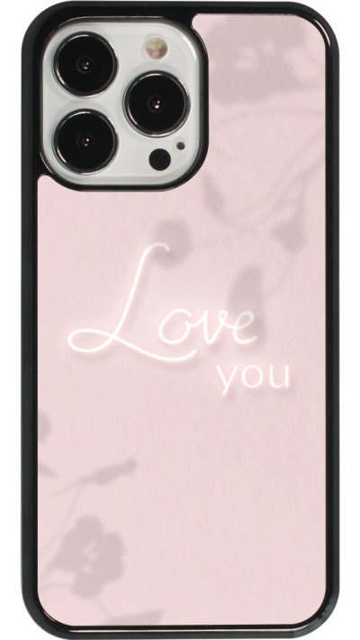 Coque iPhone 13 Pro - Valentine 2023 love you neon flowers shadows