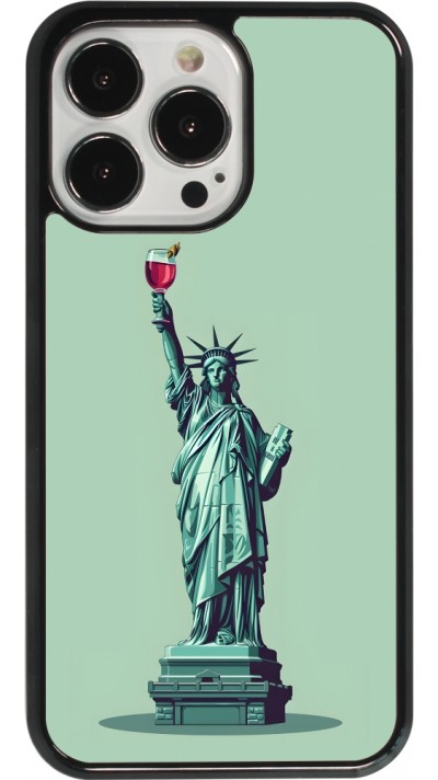 iPhone 13 Pro Case Hülle - Freiheitsstatue mit einem Glas Wein