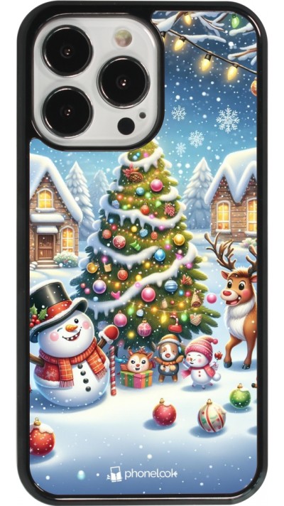 iPhone 13 Pro Case Hülle - Weihnachten 2023 Schneemann und Tannenbaum