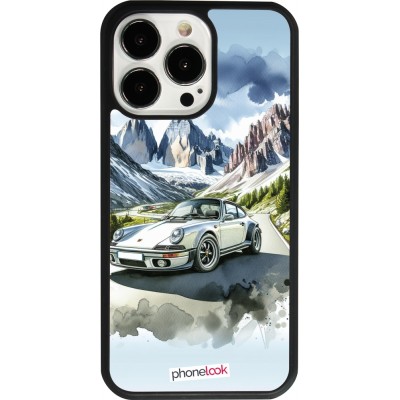 Coque iPhone 13 Pro - Silicone rigide noir Porsche 911 Mountain Watercolor