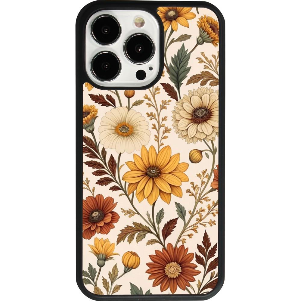 Coque iPhone 13 Pro - Silicone rigide noir Autumn 25 Flower pattern
