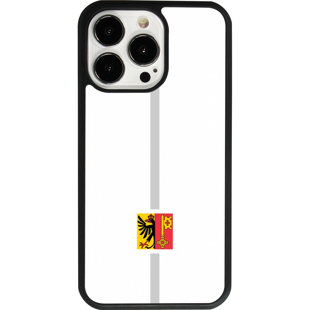 Coque iPhone 13 Pro - Silicone rigide noir Canton GE blanc
