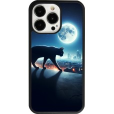iPhone 13 Pro Case Hülle - Silikon schwarz Schwarze Katze unter dem Vollmond
