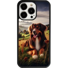 Coque iPhone 13 Pro - Silicone rigide noir Chien Campagne Suisse