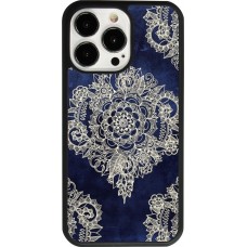 iPhone 13 Pro Case Hülle - Silikon schwarz Cream Flower Moroccan