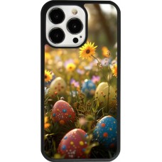 Coque iPhone 13 Pro - Silicone rigide noir Easter 2026 Decorated eggs