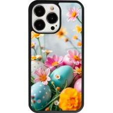 Coque iPhone 13 Pro - Silicone rigide noir Easter 2026 Eggs with flowers