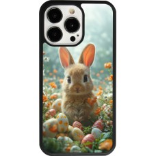 Coque iPhone 13 Pro - Silicone rigide noir Easter 2026 Rabbit in the garden