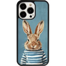 Coque iPhone 13 Pro - Silicone rigide noir Easter 2026 Rabbit navy
