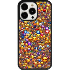 iPhone 13 Pro Case Hülle - Silikon schwarz Emoji gemischt