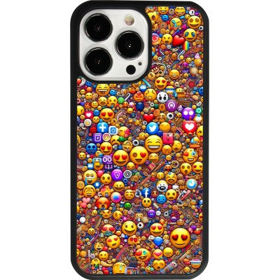 iPhone 13 Pro Case Hülle - Silikon schwarz Emoji gemischt