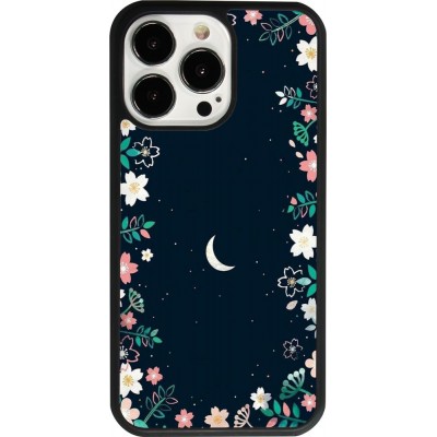 Coque iPhone 13 Pro - Silicone rigide noir Flowers space