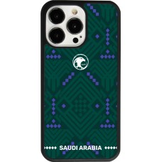 Coque iPhone 13 Pro - Silicone rigide noir Maillot de football Arabie saoudite 2026 personnalisable