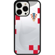Coque iPhone 13 Pro - Silicone rigide noir Maillot de football Croatie 2022 personnalisable