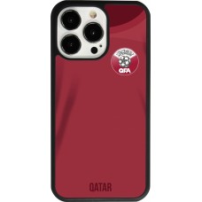 Coque iPhone 13 Pro - Silicone rigide noir Maillot de football Qatar 2022 personnalisable