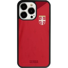 Coque iPhone 13 Pro - Silicone rigide noir Maillot de football Serbie 2022 personnalisable