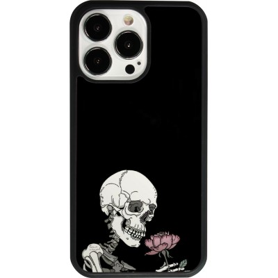 iPhone 13 Pro Case Hülle - Silikon schwarz Halloween 2023 rose and skeleton