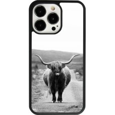 Coque iPhone 13 Pro - Silicone rigide noir Highland cattle