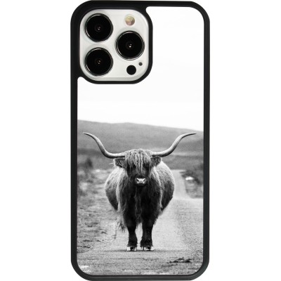 Coque iPhone 13 Pro - Silicone rigide noir Highland cattle