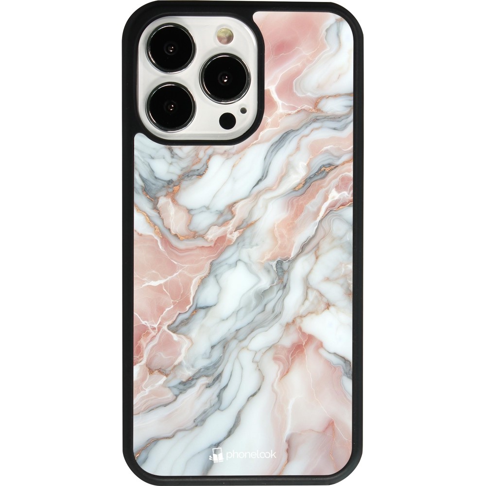 iPhone 13 Pro Case Hülle - Silikon schwarz Rosa Leuchtender Marmor