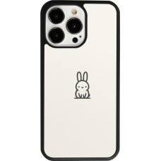 Coque iPhone 13 Pro - Silicone rigide noir Minimal bunny cutie