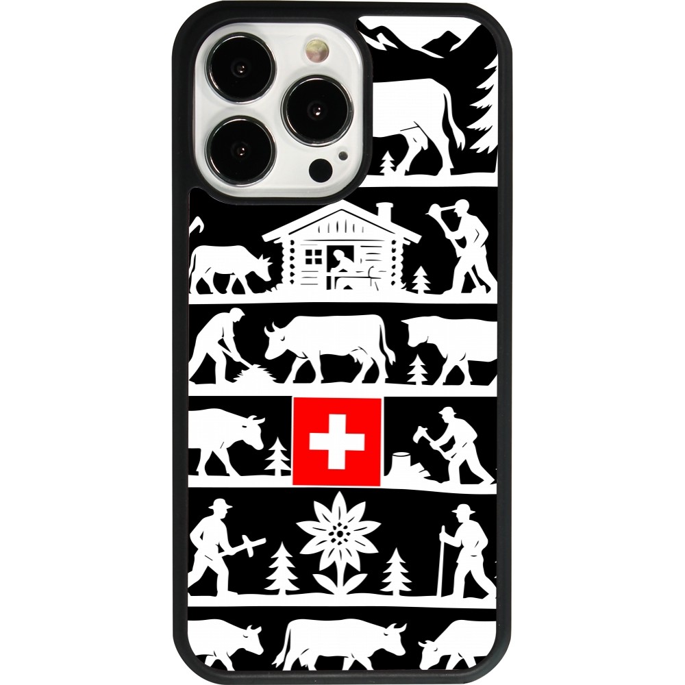 Coque iPhone 13 Pro - Silicone rigide noir Poya Suisse 1 noir