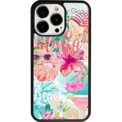 iPhone 13 Pro Case Hülle - Silikon schwarz Preppy Collage Aloha