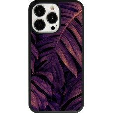 iPhone 13 Pro Case Hülle - Silikon schwarz Purple Light Leaves