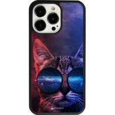 Hülle iPhone 13 Pro - Silikon schwarz Red Blue Cat Glasses