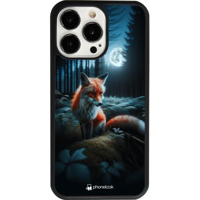 iPhone 13 Pro Case Hülle - Silikon schwarz Fuchs Mond Wald
