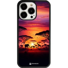 iPhone 13 Pro Case Hülle - Silikon schwarz Safari Sonnenuntergang Wildtiere