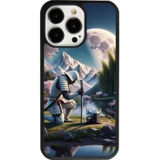 Coque iPhone 13 Pro - Silicone rigide noir Samurai Katana Lune