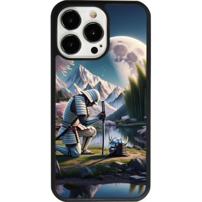 Coque iPhone 13 Pro - Silicone rigide noir Samurai Katana Lune