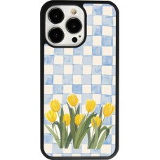 Coque iPhone 13 Pro - Silicone rigide noir Blue vichy tulips 2026