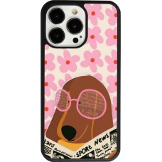 Coque iPhone 13 Pro - Silicone rigide noir Dog with newspaper 2026