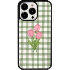 Coque iPhone 13 Pro - Silicone rigide noir Green vichy tulips 2026