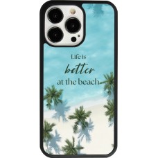 Coque iPhone 13 Pro - Silicone rigide noir Summer 2025 Life is better at the beach