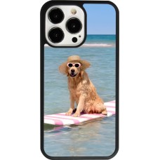 Coque iPhone 13 Pro - Silicone rigide noir Summer Dog on Paddle