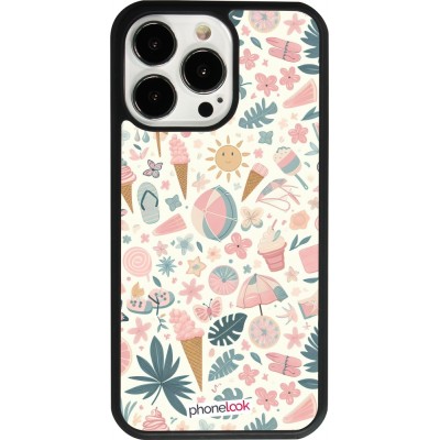 iPhone 13 Pro Case Hülle - Silikon schwarz Sommer Pink Muster