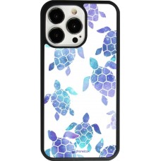 Coque iPhone 13 Pro - Silicone rigide noir Turtles pattern watercolor