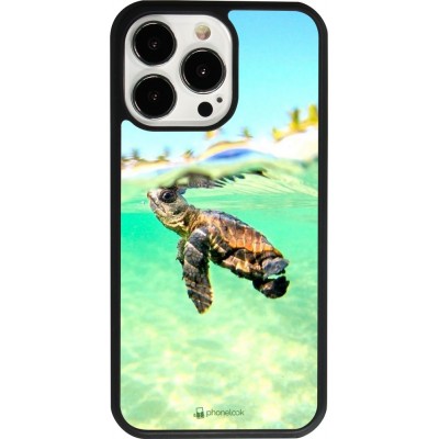 Coque iPhone 13 Pro - Silicone rigide noir Turtle Underwater
