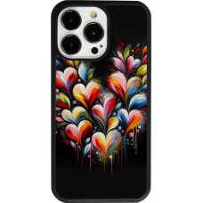 Coque iPhone 13 Pro - Silicone rigide noir Valentine 2024 Coeur Noir Abstrait