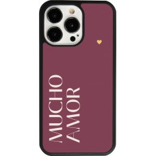Coque iPhone 13 Pro - Silicone rigide noir Valentine 2024 mucho amor rosado