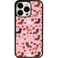 Coque iPhone 13 Pro - Silicone rigide noir Valentine 2024 puppy love