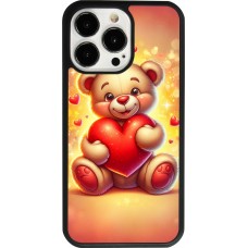 Coque iPhone 13 Pro - Silicone rigide noir Valentine 2024 Teddy love