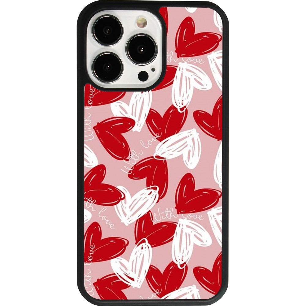 iPhone 13 Pro Case Hülle - Silikon schwarz Valentine 2024 with love heart