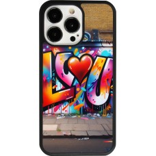 Coque iPhone 13 Pro - Silicone rigide noir Valentine 2025 Love U Tag