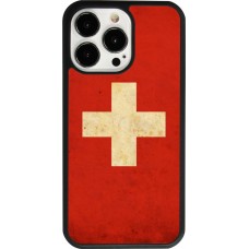 Coque iPhone 13 Pro - Silicone rigide noir Vintage Flag SWISS